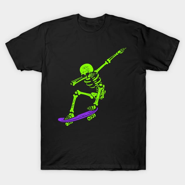 Halloween Dabbing Skeleton Dab Skate Glow T-Shirt by Juandamurai